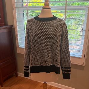 Krimson Klover Black and White Textured Crewneck Sweater